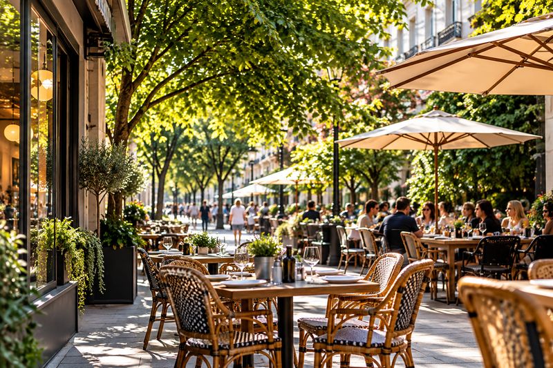 Restaurant terrace under the trees